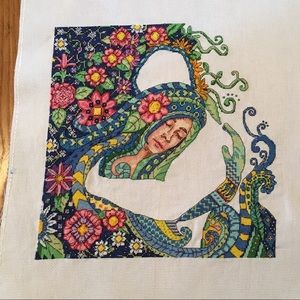 NEW hand sewn flower lady embrace wall art